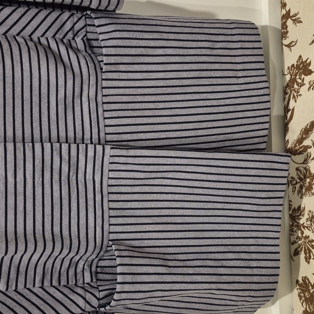 Cabi Mock Neck Stripe Coat Cotton Blend 3 quarter sleeve - Picture 4 of 9